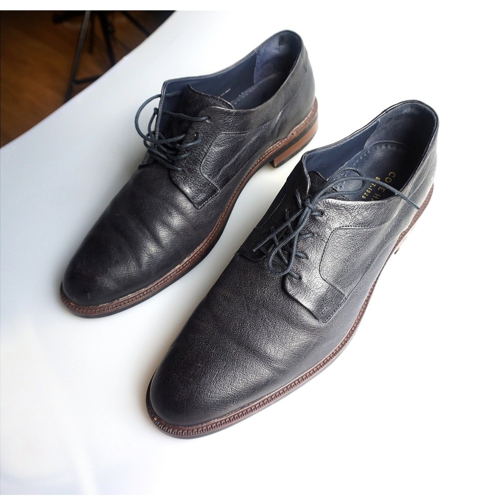 Cole Haan Grand O's Mens 11 Leather Derby Dress Shoes Lace Up Plain Toe Blk